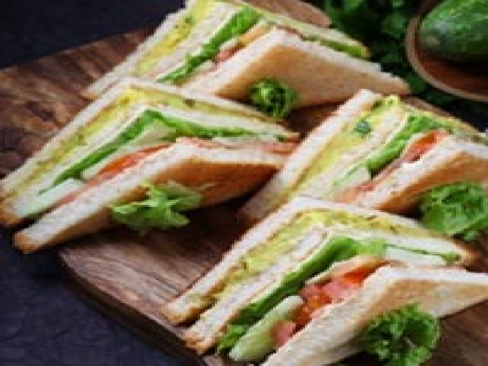 CAFE DECCAN SANDWICH (Veg) - Served with Fries, Coleslaw and Ketch up
